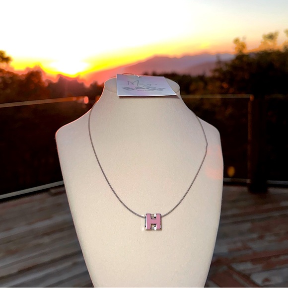 Hermès: Reversible Cubed Palladium Lacquered Cage d'H Pendant Necklace (Pink) - Picture 3 of 15